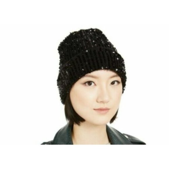 INC INTERNATIONAL CONCEPTS Sequin Shine‎ Beanie Hat Black NWOT - Picture 1 of 1